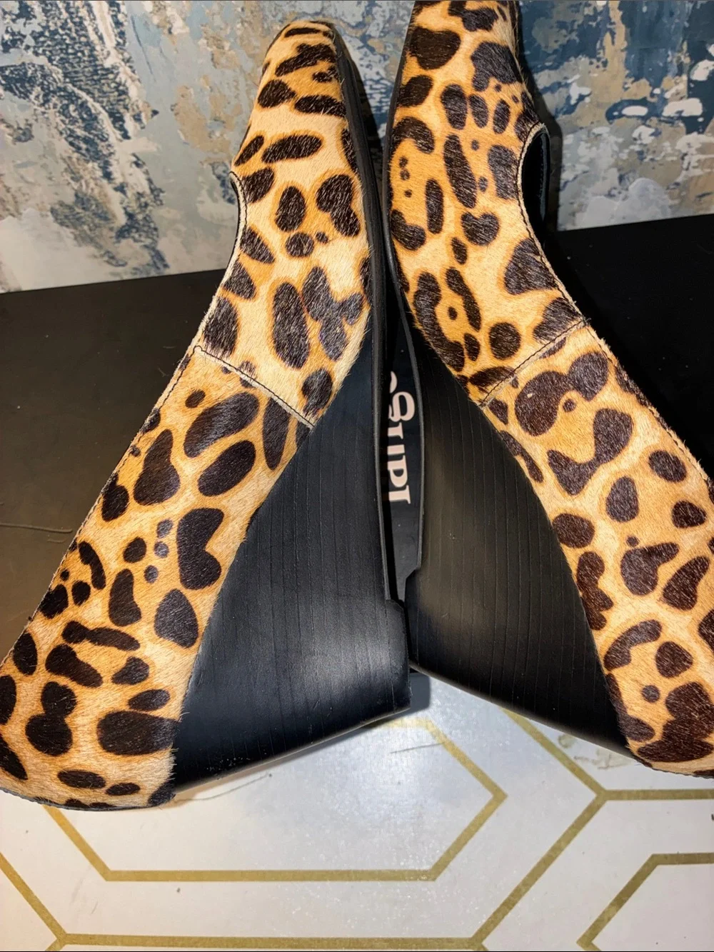 NWOT ECCO Leopard Print Wedge Pumps - Calf-hair Size10